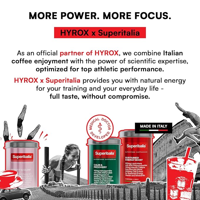 Beauty & Glow (11 servings) - Instant Coffee - Prebiotic Coffee with Biotin, vegan Collagen & Coconut Oil - Superfood Cappuccino by Superitalia - official partner of Hyrox - Made in Italy