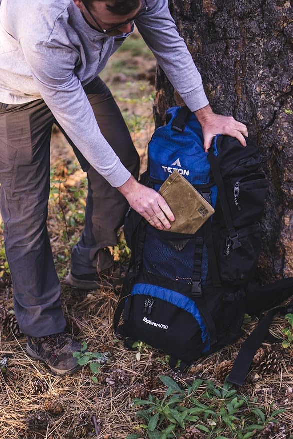 BruTrek Collapsible Pour Over Camping Coffee Maker - Stainless Steel Travel Brewing Kit, Reusable Cotton CoffeeSock Filters, Canvas Pouch Carrying Bag, Compact Packable Lightweight Design