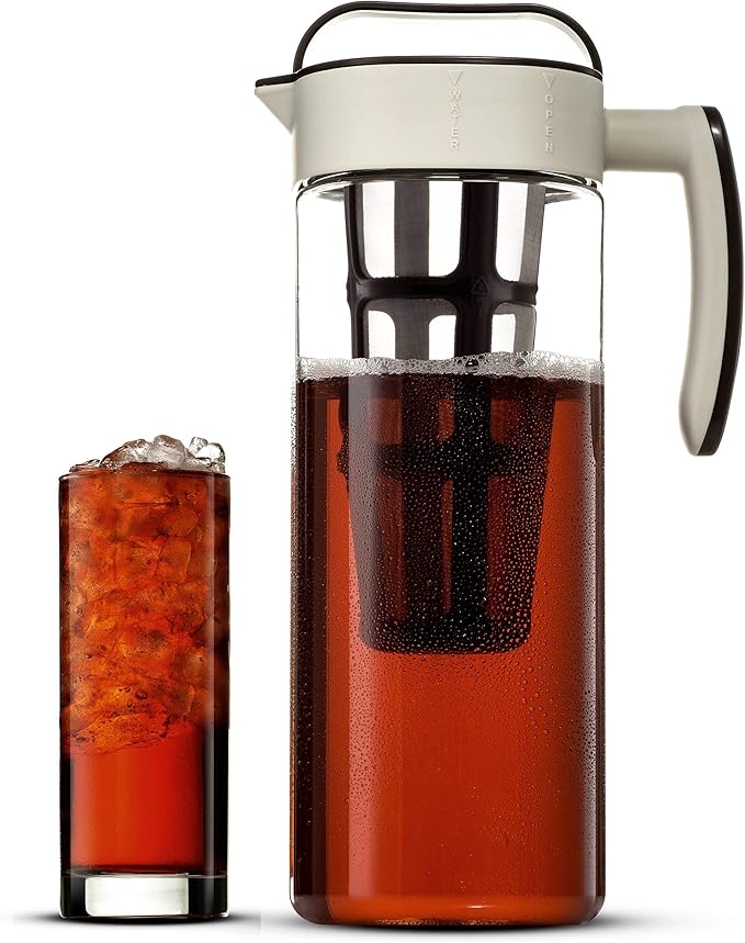 Komax Large Cold Brew Coffee Maker 2 quart (8 Cups) Tritan Pitcher - With Stainless Steel Mesh Infuser - Air Tight Seal, Space Saving Square Design For Concentrated Hot or Cold Beverages