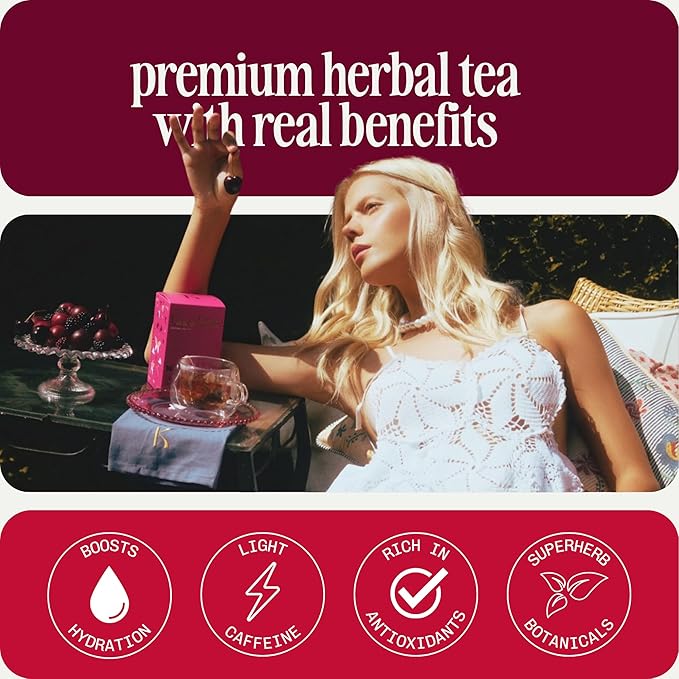 Kura Klub Superflower Hibiscus Green Tea | Whole-Leaf Light-Caffeine Blend with Strawberry Lemon Notes | Antioxidant Fruit & Floral Superherb Tea for Daily Hydration |Premium Pyramid Teabags