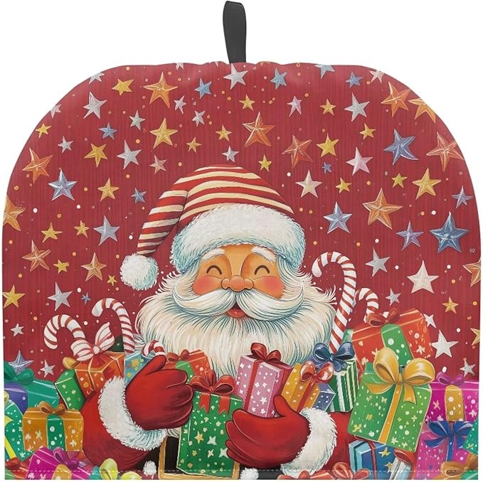 Santa Claus and Presents Kettle Cover Small Tea Pot Cozy Cover with Keep Warming Fashion Teapot Insulated Teapot Dust Protector Kitchen Accessories for Home Decorative Tea Kettle Dust Cover