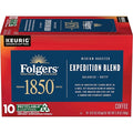 1850 by Folgers Pioneer Blend Medium Roast Coffee, 10 Keurig K-Cup Pods