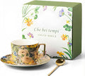 Exquisite Bone China Tea Cups and Saucer Set – Elegant Porcelain Tea Cups, Beautifully Detailed for Tea Lovers, Gift-Ready for Christmas, Hostess, Holiday Gift & Fall Decor