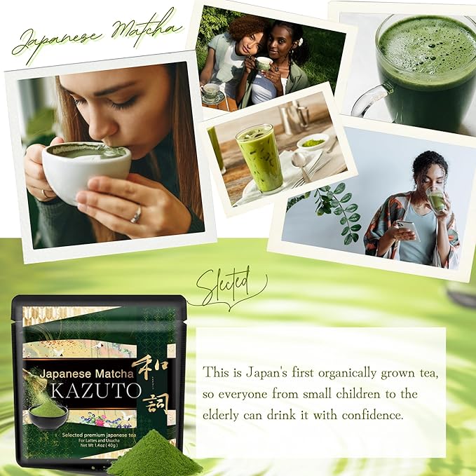 Kazuto Premium Ceremonial Grade Matcha Green Tea Powder - Premium First Harvest Single Origin USDA Organic Gluten-Free Vegan, 100% Pure Unsweetened No Additives from Shizuoka (1.06oz, Premium)