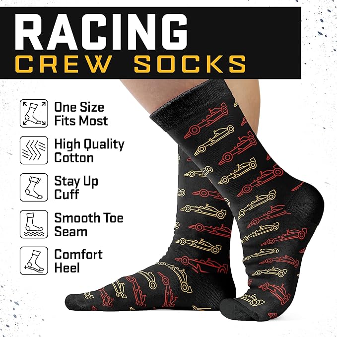 VICRAZY Racing Car, Sport Car Socks for Men, Women - Formula 1 Gifts, Racing Socks, Stocking Stuffers for Men, Women