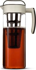 Komax Large Cold Brew Coffee Maker 2 quart (8 Cups) Tritan Pitcher - With Stainless Steel Mesh Infuser - Air Tight Seal, Space Saving Square Design For Concentrated Hot or Cold Beverages