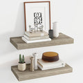 24 Inch Floating Shelves, 12 Inch Deep Floating Shelves for Wall, Floating Shelf with Invisible Brackets, Deep Shelves for Bathroom, Bedroom, Living Room, 2 Pack, Vintage Gray Oak