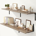 Fun Memories Floating Shelves for Wall, 12 Inch Deep Floating Shelves Set of 2, Wall Mounted Shelf with Metal Brackets, Rustic Wood Wide Shelf for Bathroom, Kitchen and Living Room, Grey, 55W x 12D