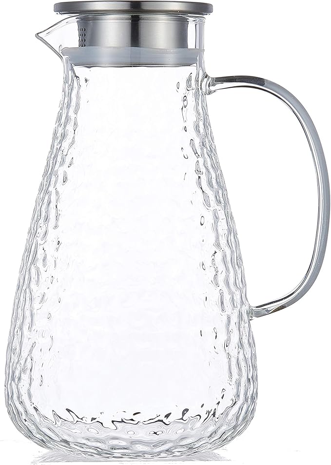 Karafu Glass Pitcher with Lid, 78 Oz Heat Resistant Water Jug for Hot/Cold Water, Ice tea and Juice Beverage