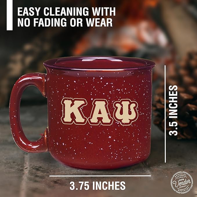 BBGreek Kappa Alpha Psi Fraternity Paraphernalia - Official Vendor - 15 oz Ceramic Campfire Mug - 1911 Classic Greek Letters