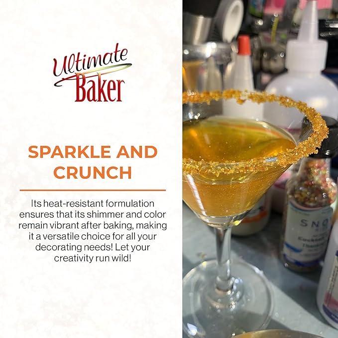 Ultimate Baker - Sanding Sugar, Orange - Vibrant, Naturally Colored Baking & Decorating Sugar, Perfect for Sprinkling on Cakes, Desserts & Ice Cream, Medium Crystal - 16oz