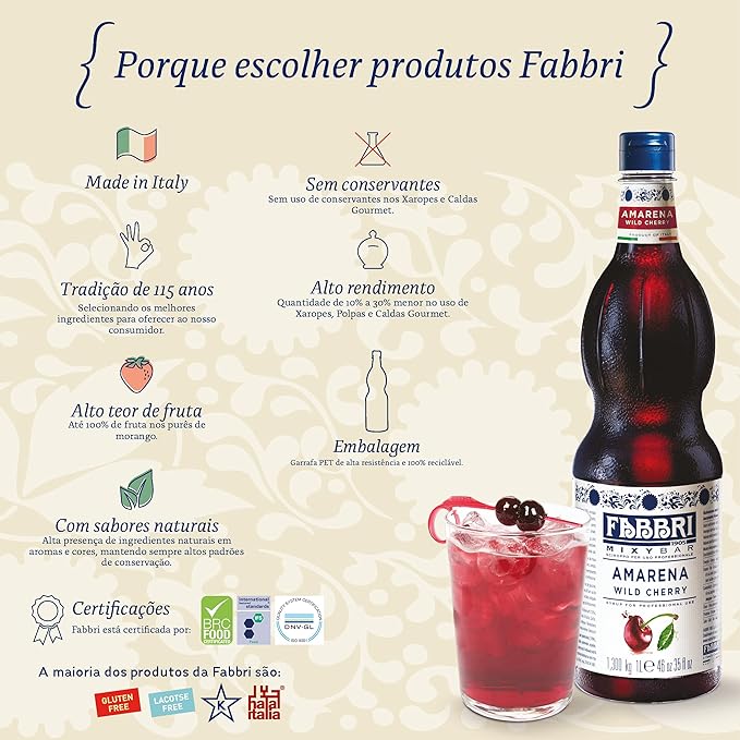 Fabbri Flavoring Syrup, Orgeat, Made in Italy, 33.8 Ounce (1 Liter)