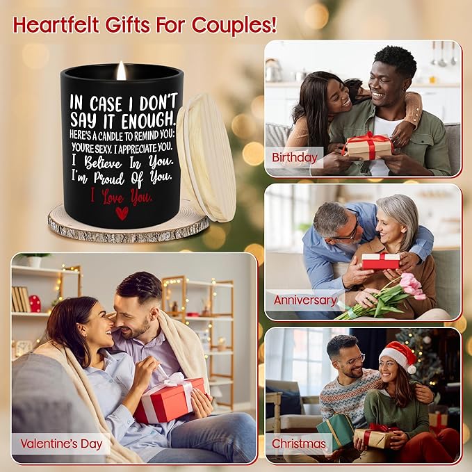 TEEZWONDER Christmas Anniversary Wedding Gifts for Women Men - Long Lasting Vanilla Lavender Candle 10 Oz - Romantic Birthday Gifts for Him Her, Girlfriend Boyfriend Gift Ideas