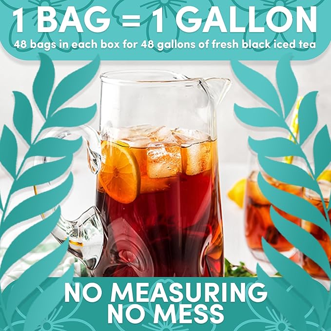 Sarasota Tea, 1 Gallon Tea Bags, Gourmet Black Orange Pekoe Iced Tea Bags, Iced Tea Packs, (48 Count)