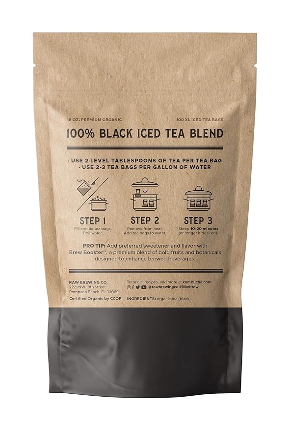 The Southern Standard - Premium Organic Iced Tea Bags - 100% Black Blend,100 XL Bags (1 Pound. Makes 50 gallons.)