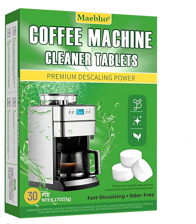 Coffee Machine Cleaning Descaling Tablets, 30 Count Fast Dissolving, Odor Free, Residue Free Formula for Hard Water, Limescale Coffee Oils Universal for Pod, Espresso Drip Brewers