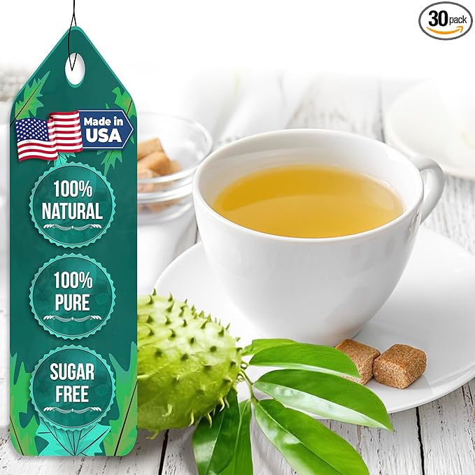 Fresh Soursop Leaf Tea from the USA – 100% Pure, Wild-Harvested Herbal Loose Leaf Tea, Natural Aroma, Caffeine-Free, No Additives or Preservatives, Grown and Packed in the USA (20 Leavess)