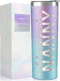 Onebttl Christian Grandma Gifts for Mother's Day, 20oz Purple & Blue Glitter Skinny Tumbler, Straw & Lid Included, Nanny Gifts - Blessed Nanny