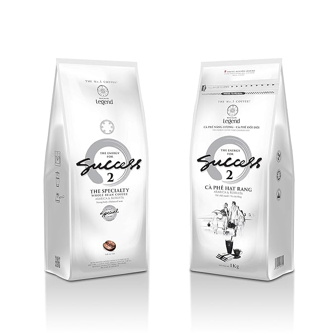 TRUNG NGUYEN LEGEND Coffee Bean Legend Success 2, 35.27 Oz Bag, Full-City Roast, Balanced Taste, Robusta & Arabica Vietnamese Energy Coffee Beans - Specialized for Ice Coffee