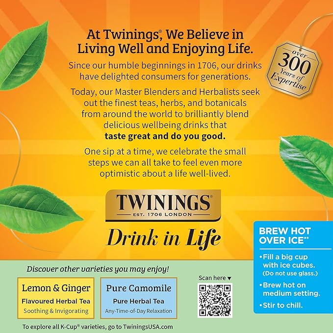 Twinings Pure Peppermint Herbal Tea K-Cup Pods for Keurig, 24 Count (Pack of 1), Made with 100% Pure Peppermint, Naturally Caffeine-Free, Enjoy Hot or Iced