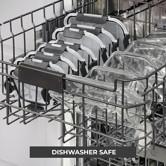 Freshware Glass Storage Containers with Lids, 24 Pieces, Glass Food Storage Containers with Lids, Leak Proof, Freezer Safe