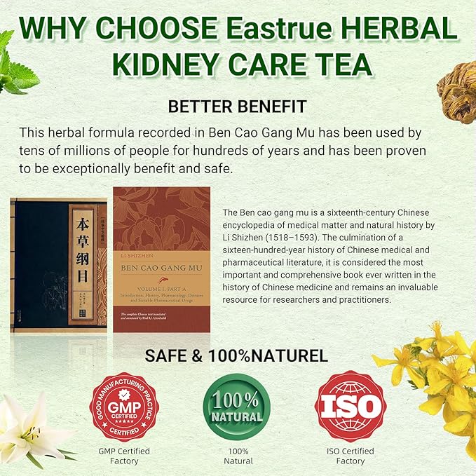 20 Pack Organic Ginseng Kidney Tea-Ginseng Six Treasure tea,Eight Natrual Herbs Blend Mulberry,Wolfberry-Traditional Chinese Herbal Kidney Tea Formula for Men & Women,100% Plant Base(300g/Bag)