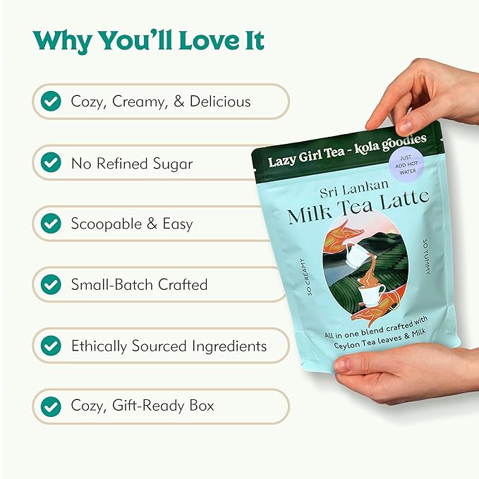 Sri Lankan Milk Tea Gift Box – 15 Servings – Creamy Ceylon Black Tea Latte Blend with Whole Milk – Scoopable Milk Tea Powder – No Refined Sugar – Authentic Sri Lankan Tea – Cozy Gift Box
