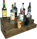 Handmade Tiered Display Shelving - Three Tier Bar Display - Bar Organizer - Liquor Bottle Display (30" without Back, Dark Walnut)