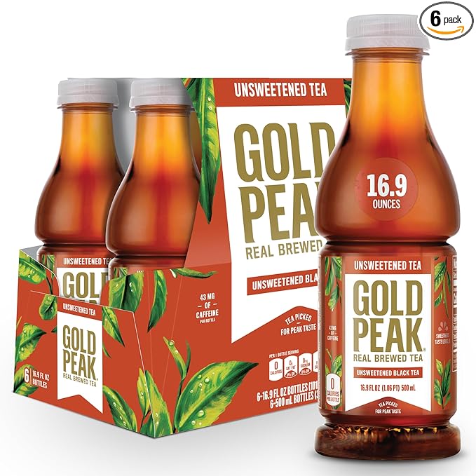 Gold Peak Tea, Unsweet Tea, 16.9 fl oz, 6 Pack