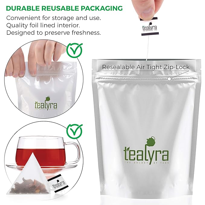 Tealyra - Grandma's Garden Berry - 25 Bags - Fruit Tea Blend - Hibiscus and Berries Based Herbal Loose Leaf Tea - Vitamines Rich - Caffeine-Free - Pyramids Style Sachets