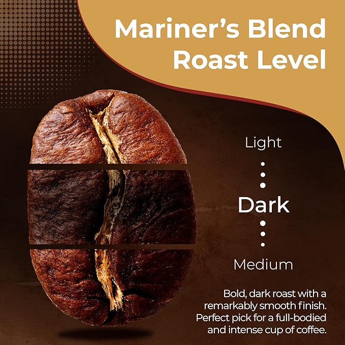 Warpath Coffee Dark Roast Whole Bean Coffee, Mariner's Blend, High Caffeine, Extra Strong Roasted 100% Arabica Coffee Beans Whole, Rich Aroma, Full-Bodied Intense Cup, Created by Navy SEALs, 12oz