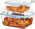 Vtopmart 220oz + 76.4oz Extra Large Glass Storage Containers Set, Meal Prep Food Container Sets with Snap Airtight Lids for Roasting Turkey, Rotisserie Chicken, Baking, Watermelon Storage, BPA Free