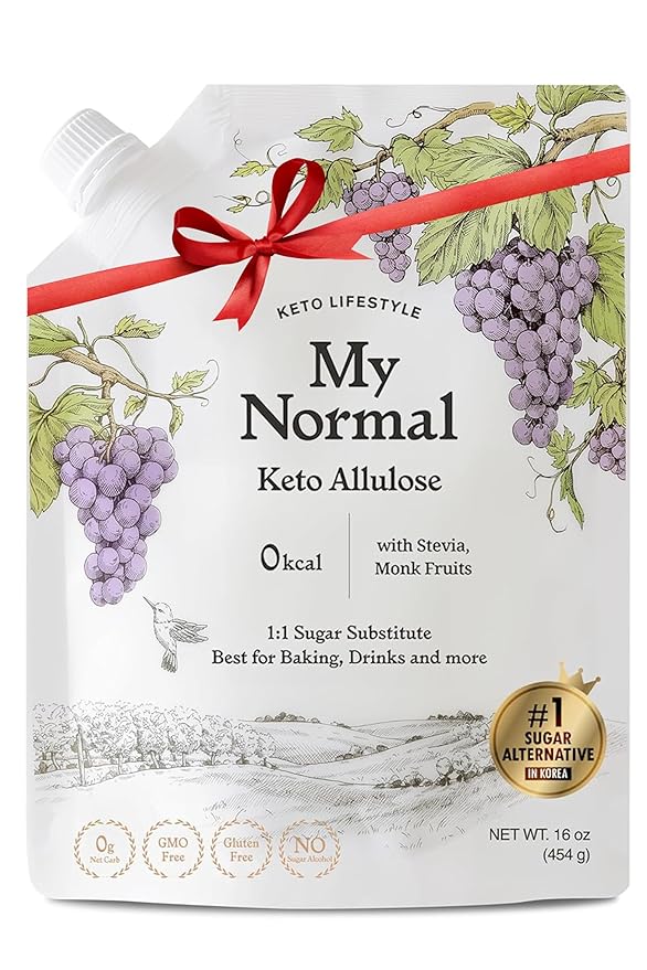 My Normal Keto Powdered Allulose 16oz - Allulose, Monk Fruit & Stevia Blend, 99.8% Allulose, 1:1 Sugar Substitute, Non GMO, Gluten Free, Zero Calorie Sweetener - 0g Net Carb, No Sugar