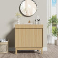 Scurrty Modern Buffet Cabinet with Storage,Wood Color Buffet with Adjustable Shelf and 2 Doors, Natural Wood Grain Accent Cabinet for Living Room & Kitchen