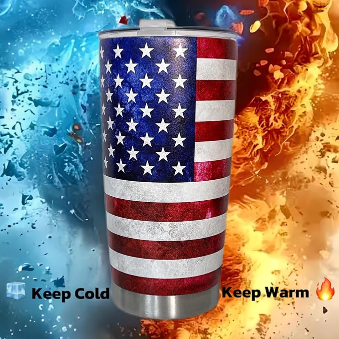 BOFILL American Flag Tumbler 20oz,4th Of July Memorial Day Veteran Day Gifts Stainless Steel Insulated Tumblers Mug