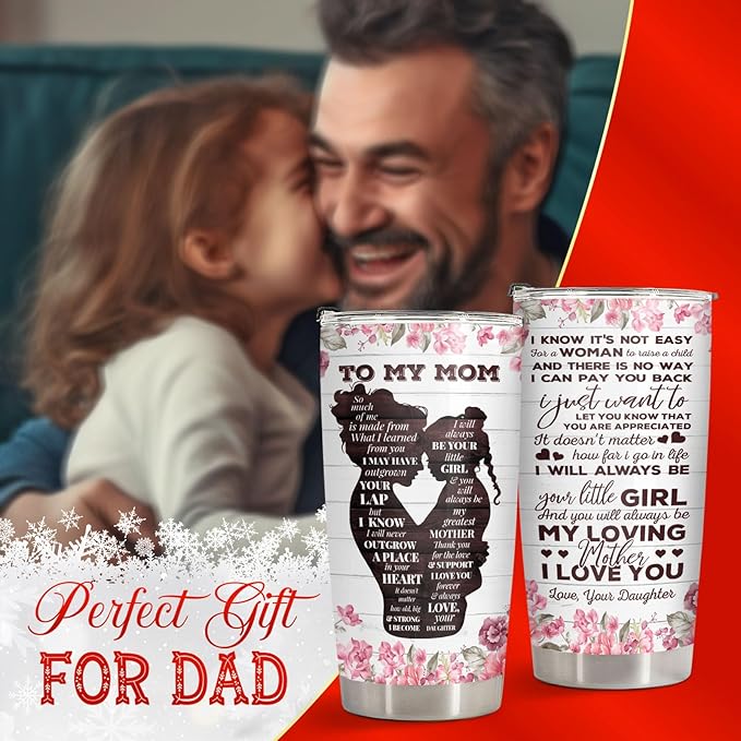 34HD Letters To Mom Tumbler with Lid, 20 oz Stainless Steel Vacuum Insulated Mommy Cup, Mama Coffee Mug, Mom Gifts from Daughter on Birthday Mothers Day Christmas