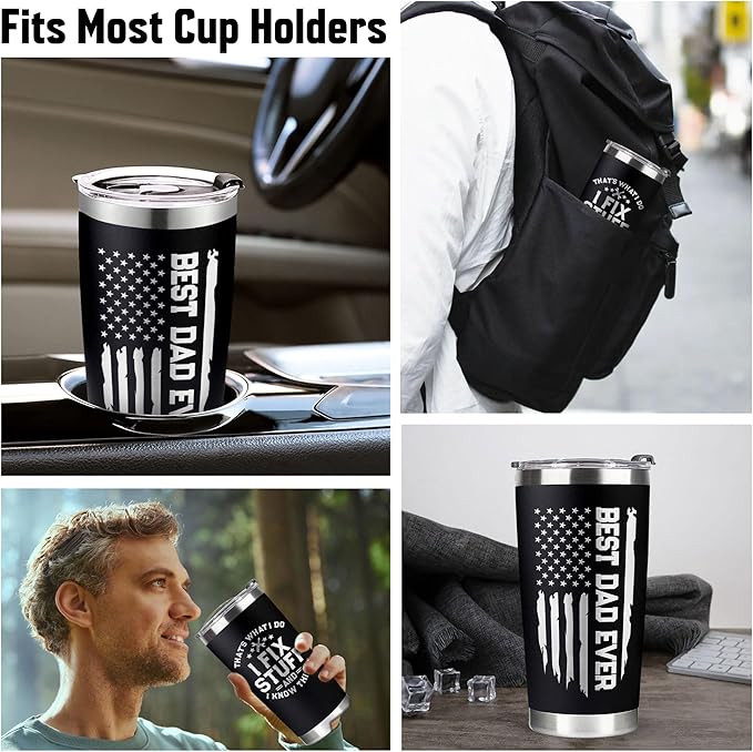 Christmas Gifts for Dad, Men - Gifts for Dad from Daughter, Son - Dads Birthday Gift Ideas, Happy Birthday gifts for Dads, Fathers - Best Dad Ever Gift, Best dad Tumbler, 20 Oz dad Cup