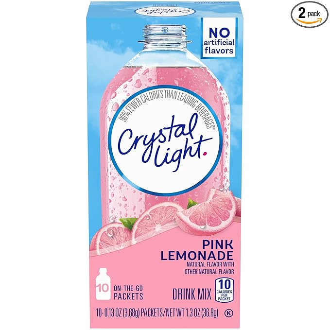 Crystal Light On The Go Pink Lemonade Drink Mix, 10 ct, pack of 2