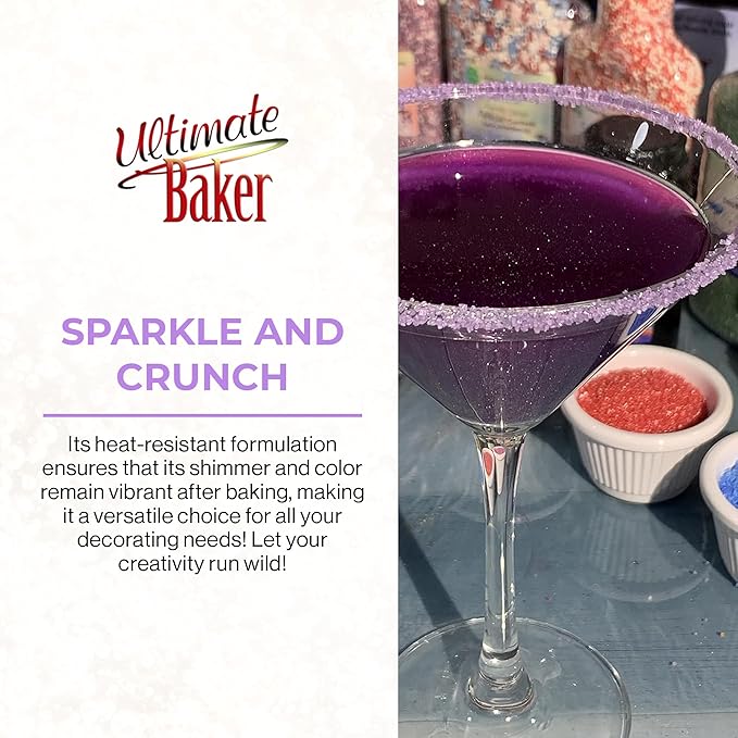 Ultimate Baker - Sanding Sugar, Purple - Vibrant, Naturally Colored Baking & Decorating Sugar, Perfect for Sprinkling on Cakes, Desserts & Confections, Medium Crystal - 8oz