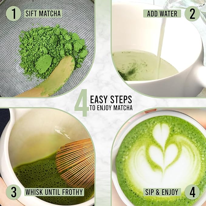 HAPPY PATH & CO Matcha Whisk Set – 6 Pcs Matcha Tea Set Includes Bamboo Whisk(Chasen) & Holder,Bowl with Spout,Sifter,Scoop & Stand | Matcha Making Kit - Perfect for Matcha Lovers(Mint Berry)