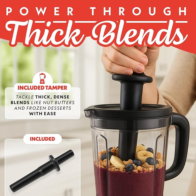 Gourmia Heavy Duty Countertop Blender – 2L BPA-Free Pitcher, 1500W High-Speed Motor, 45,000 RPM, 4 Presets, Variable Speed Dial, Built-In Tamper, Dishwasher-Safe Parts, Stainless Steel