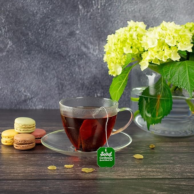 Sadaf Cardamom Tea Bags | Special Blend Cardamom Ceylon Black Tea | Quicktea Product harvested in Sri Lanka | 100 bags (Pack of 2)