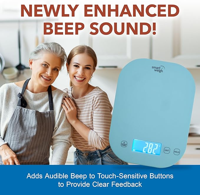 Smart Weigh Blue Digital Kitchen Scale for Cooking, Weight Loss, Calorie Tracking, Baking, Food Portion Control, and Meal Prep - Accurate Measurements in Grams and Ounces