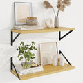 Axeman Deep Floating Shelves for Wall - 24 Inch Wide x 10 Inch Deep Floating Shelves Set of 2 -Oak Wide Wall Shelves for Living Room Bathroom Bedroom