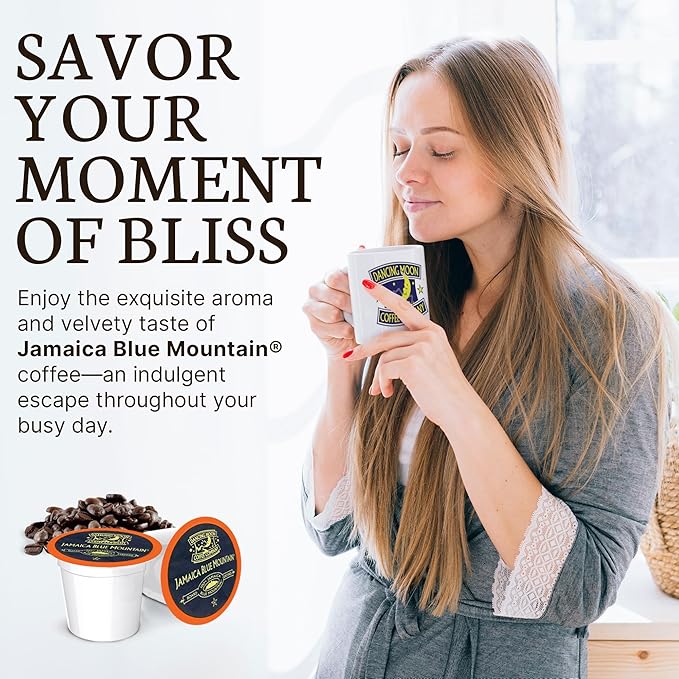 Dancing Moon Coffee Pods - 100% Jamaica Blue Mountain Medium Roast - K-Cup Compatible Keurig Coffee Pods - Small-Batch Crafted, Supports Military Charity