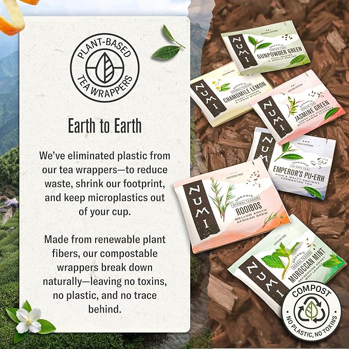 Numi Organic Aged Earl Grey Tea, 18ct Black Tea Bags, Flavorful Assam Aged Tea with Real Bergamot