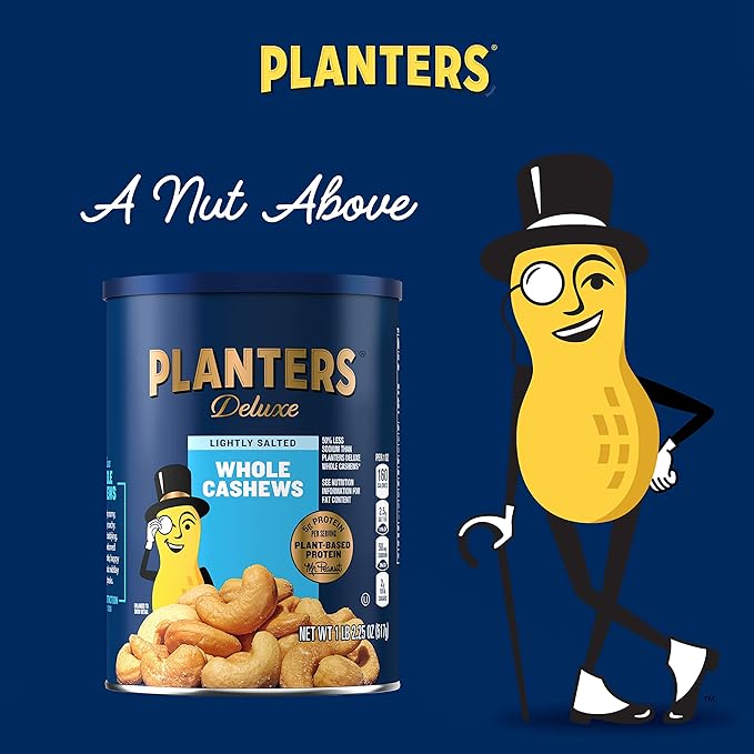 PLANTERS Deluxe Lightly Salted Cashews, Party Snacks, Plant-Based Protein, Quick Snack for Adults, After School Snack, Flavored with Sea Salt, Kosher, 1lb 2.25oz (Pack of 2)