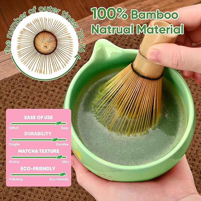 Matcha Whisk Set, 5Pcs Ceramic Matcha Set Includes Matcha Bowl, Matcha Whisk and Holder, Bamboo Scoop and Sifter, Ideal Matcha Bowl Set for Authentic Matcha Tea Experience