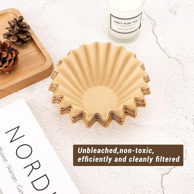 EUSOAR 1-2 Cup Unbleached Coffee Filters, Pack of 50 Disposable Natural Brown Paper Coffee Filter, for Small Basket Style Single Pour Over and Drip Coffee Makers, for Home Commercial