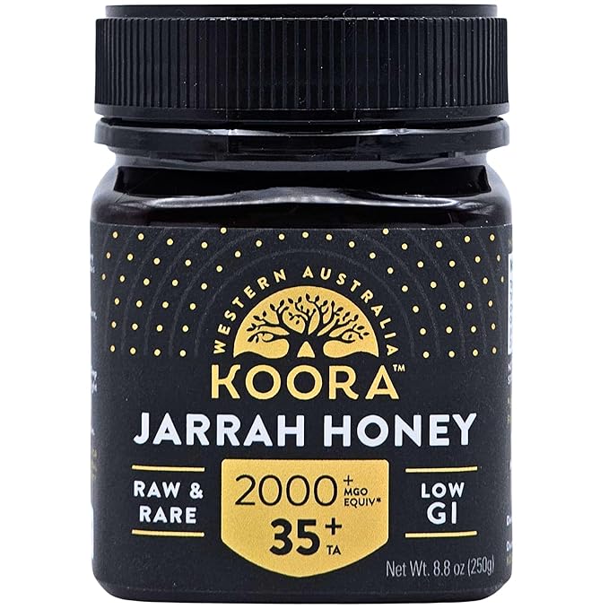 KOORA Jarrah Honey TA 35+ (MGO 2000+ Manuka Honey Rating Equiv.) Low GI, Raw Medicinal Honey for Daily Health & Immune Support, from the Wild Ancient Forests of Western Australia 8.8 oz